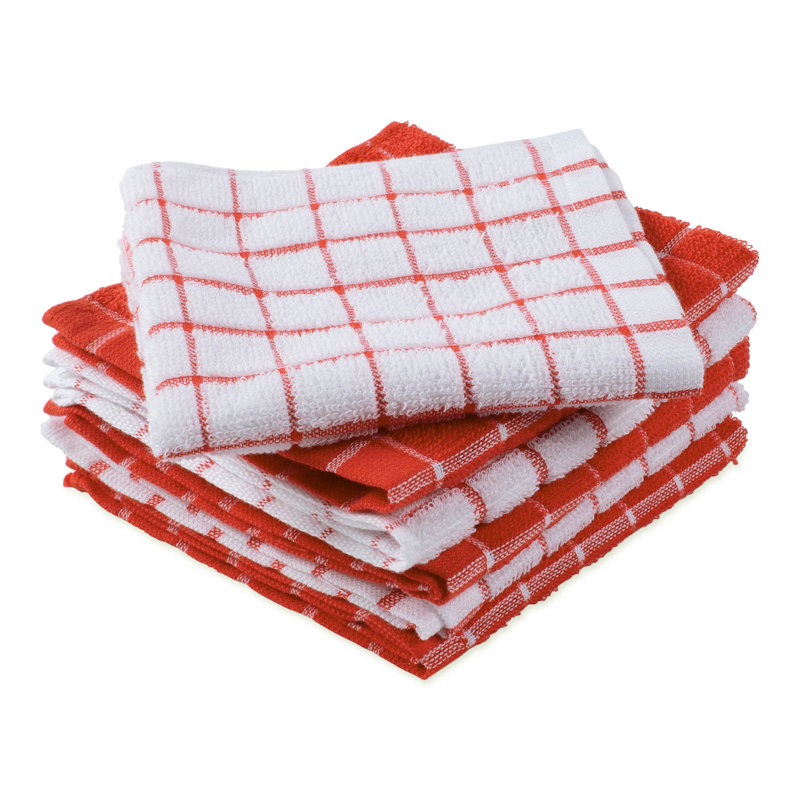 Cerca Waffle Dish Cloth Kitchen Towel, Red
