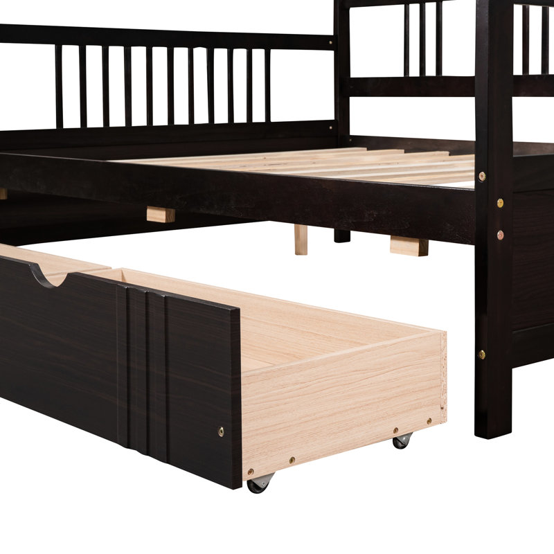 Full Size Solid Wood Daybed, , With Convenient Drawers Daybed Two Drawers, Stable And Trustworthy, Espresso