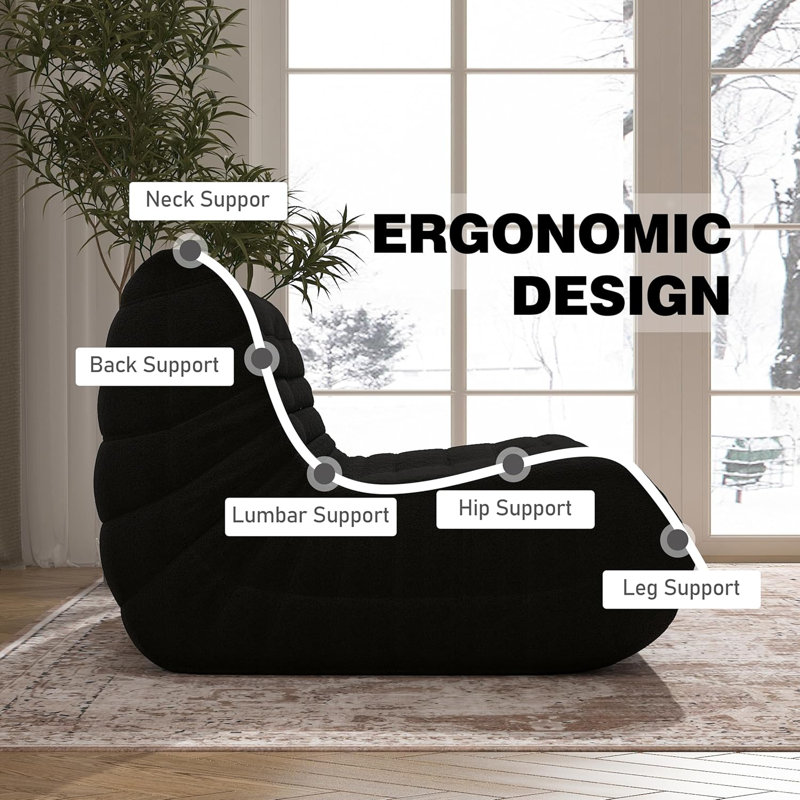 Fireside Chair With Lazy Floor Sofa Couch, Corner Bean Bag Chair, Tatami Sofa, Corner Chair Sofa (1*Loveseat+2*Chairs)