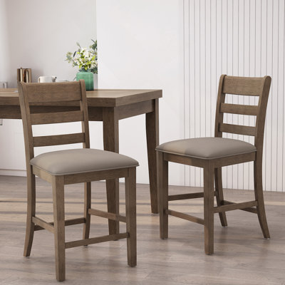 Ensemble de 2 tabourets de comptoir en bois rembourrés Farmhouse