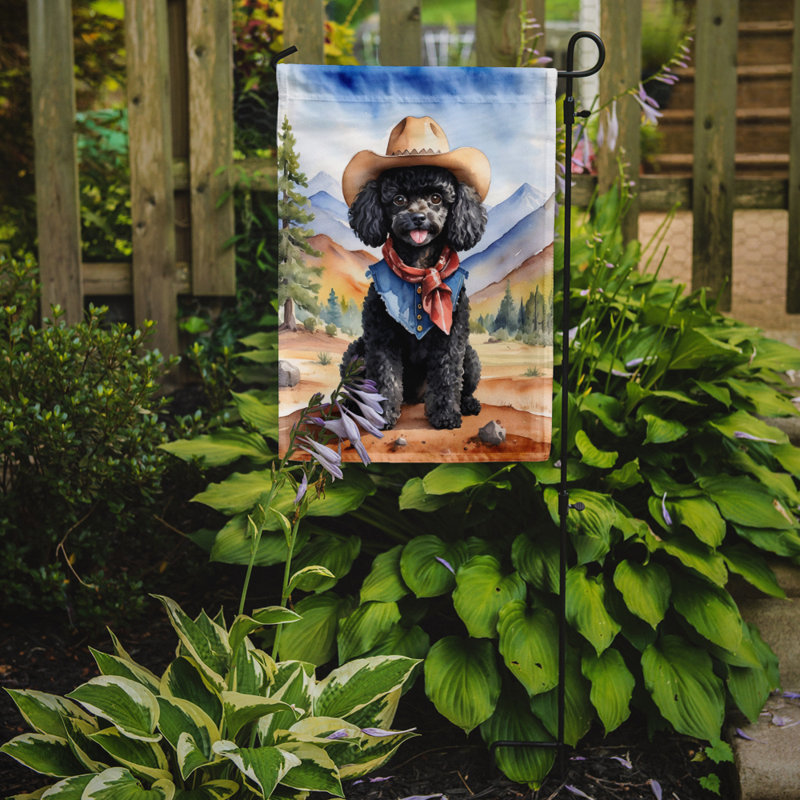 Drapeau Cowboy Welcome Garden, Bleu / rouge caniche noir