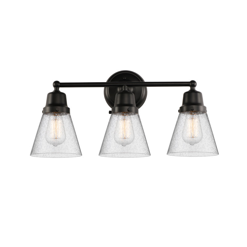 Éclairage pour salle de bain 3 lumières Aness Cone, Nickel satiné brossé, Grainé, Incandescent