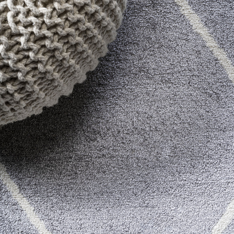 Mandrel Minimalist Diamond Trellis Light Gray/White Rug, Rectangle 3' x 5'