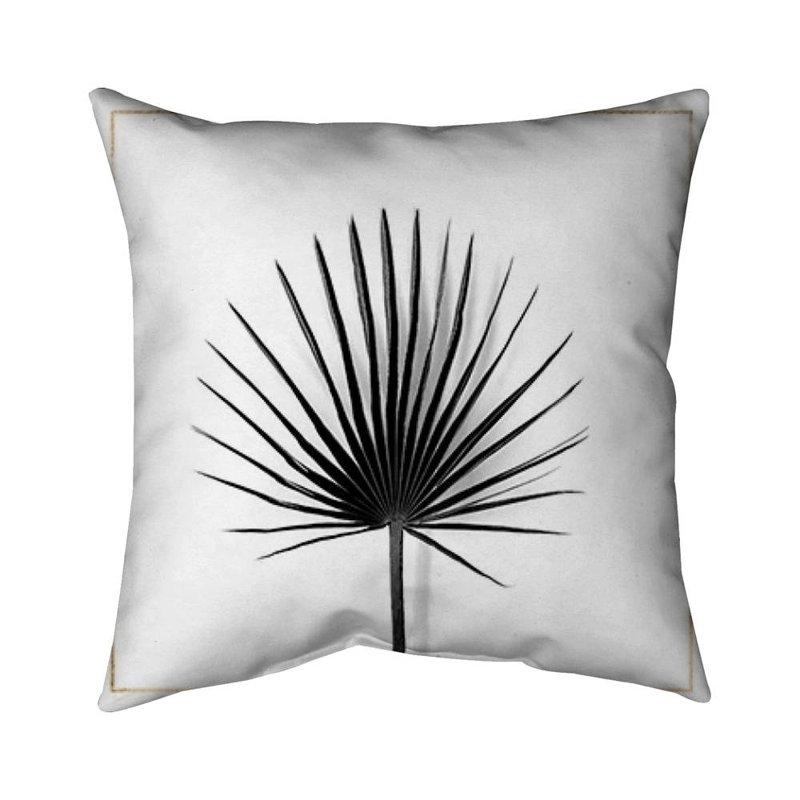 Cabbage palm leaf with gold lines - 16"x16" Throw pillow - Poly twill - Print on demand, Polyester