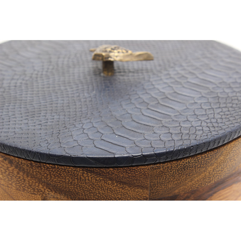 Porte-tortilla en bois bleu peau de serpent et oiseaux
