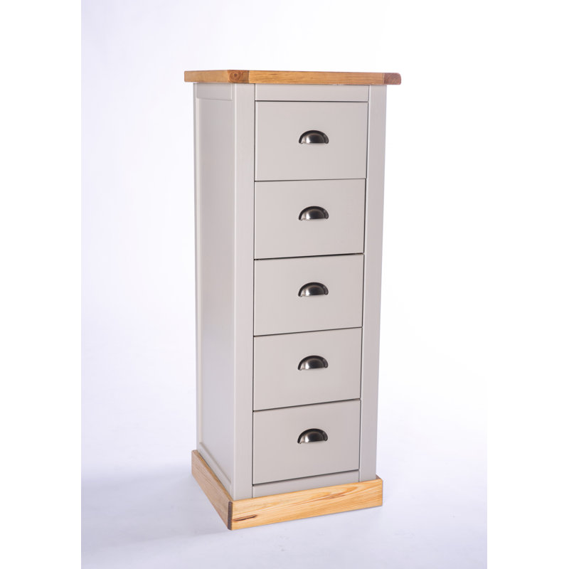 Koby 45cm W 5 - Drawer Chest of Drawers, Grey/Wood, Chrome