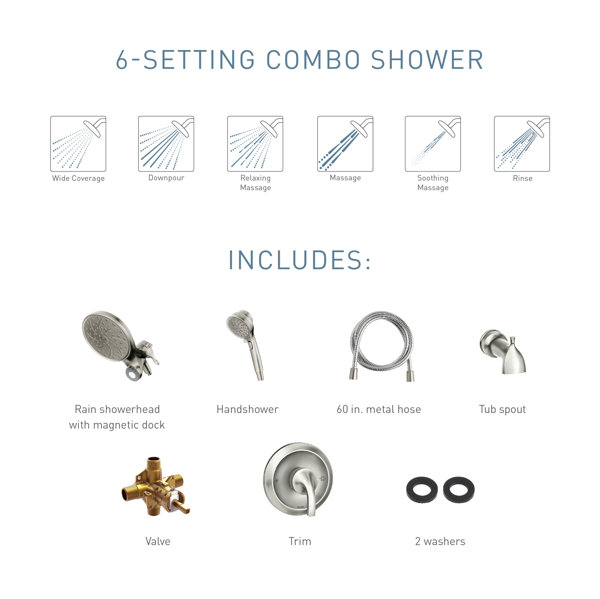 Engage Tub and Shower Faucet with Magnetix Dual Shower Heads, Valve Included