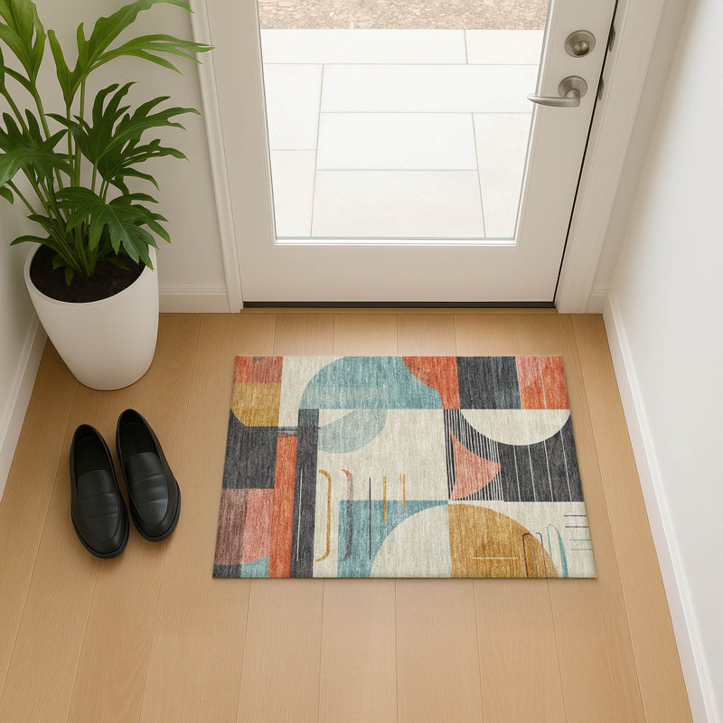 Premium Machine Washable Cordeiro AMF1694 Geometric Rug, Rectangle 1'8" x 2'6"