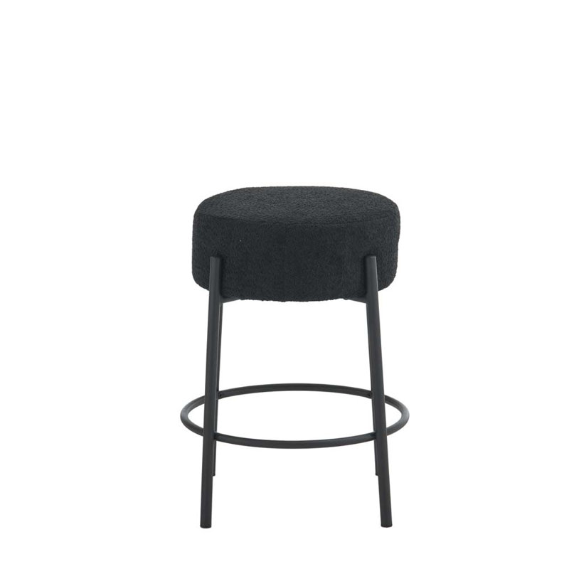 Breana 24" Fabric Upholstered Bar Stools, Black, Black