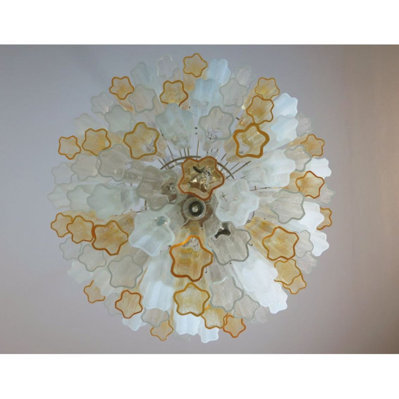 Lustre carré en cristal Crystal, Chrome, Cognac, 26" Diameter x 56" Height