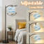 Lampe sur pied à arc avec abat-jour réglable, montagnes, nuages, tons bleus, neige, sommets, 3 températures de couleur, intensité variable, haut mât avec interrupteur au pied pour la chambre à coucher