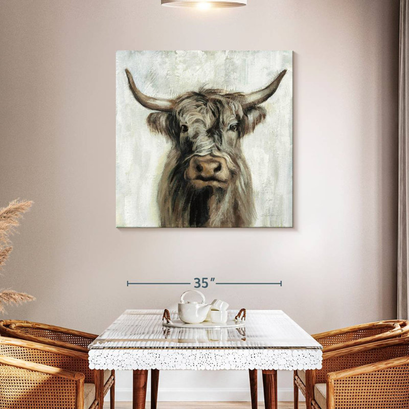 Vache highland, brun, H 39 po x l 39 po