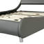 Grand lit tapissier gris en faux cuir, motif incurvé, envers en lattes de bois, sans sommier, tâche d'assemblage simple, forme, support, assemblage facile,