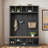 Modern Hall Tree With Seating Bench, 13 Compartments And Coat Rack-2068694459