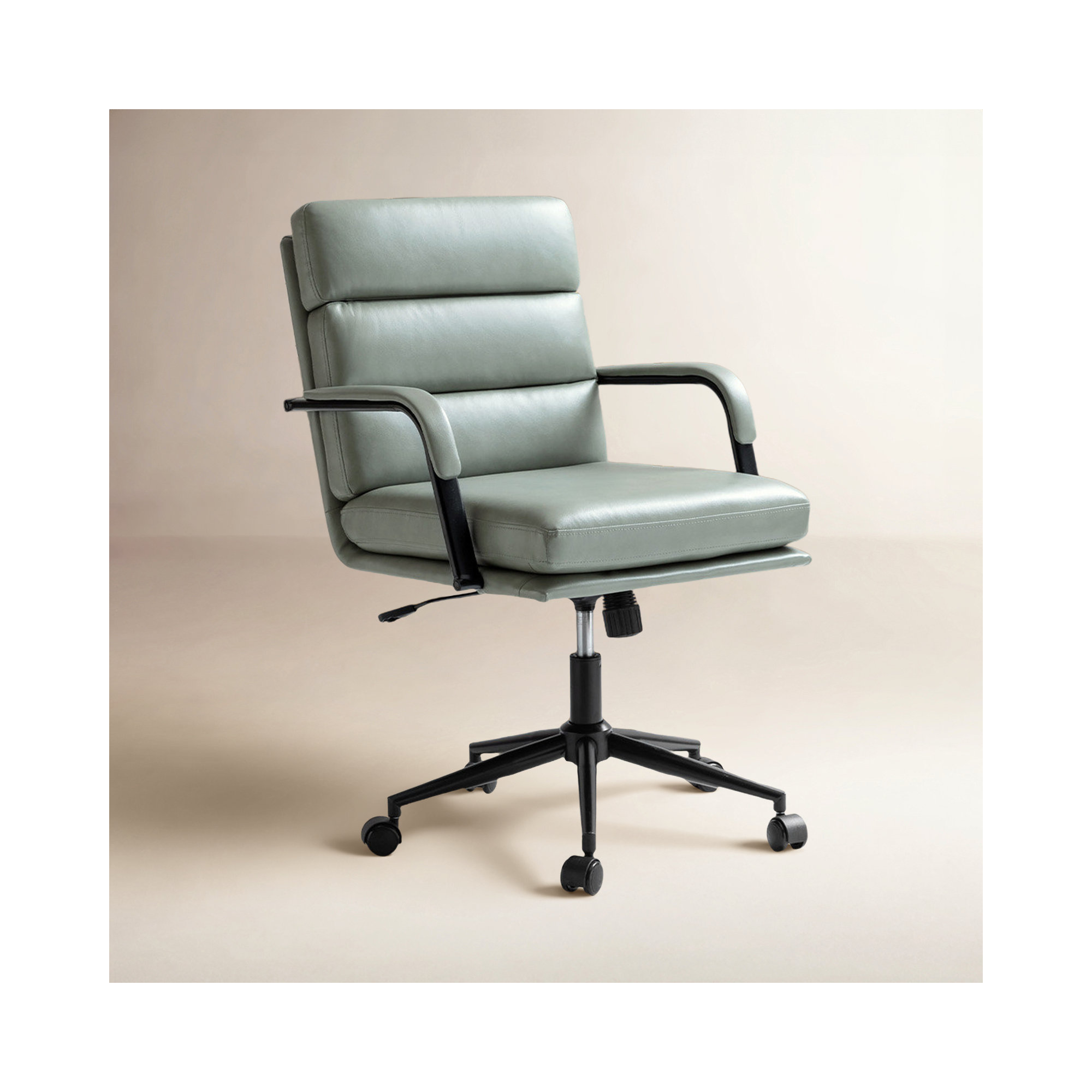 Anagrace Leather Upholstered Swivel Tilt Task Office Chair, Sage Pebbled Faux Leather