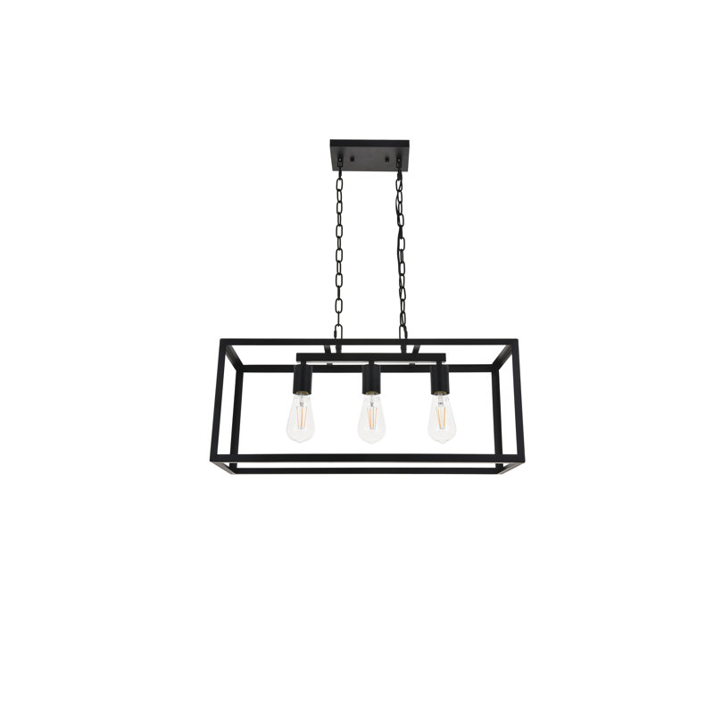 Enciso Kitchen Island Linear Pendant, Black, 3 Lights