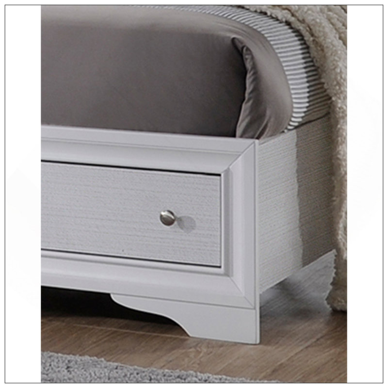 Grand lit de rangement de style traditionnel en bois, Blanc