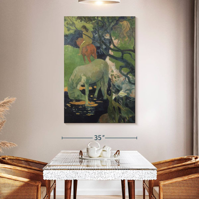 Brampt le cheval blanc, H 51 po x l 34 po