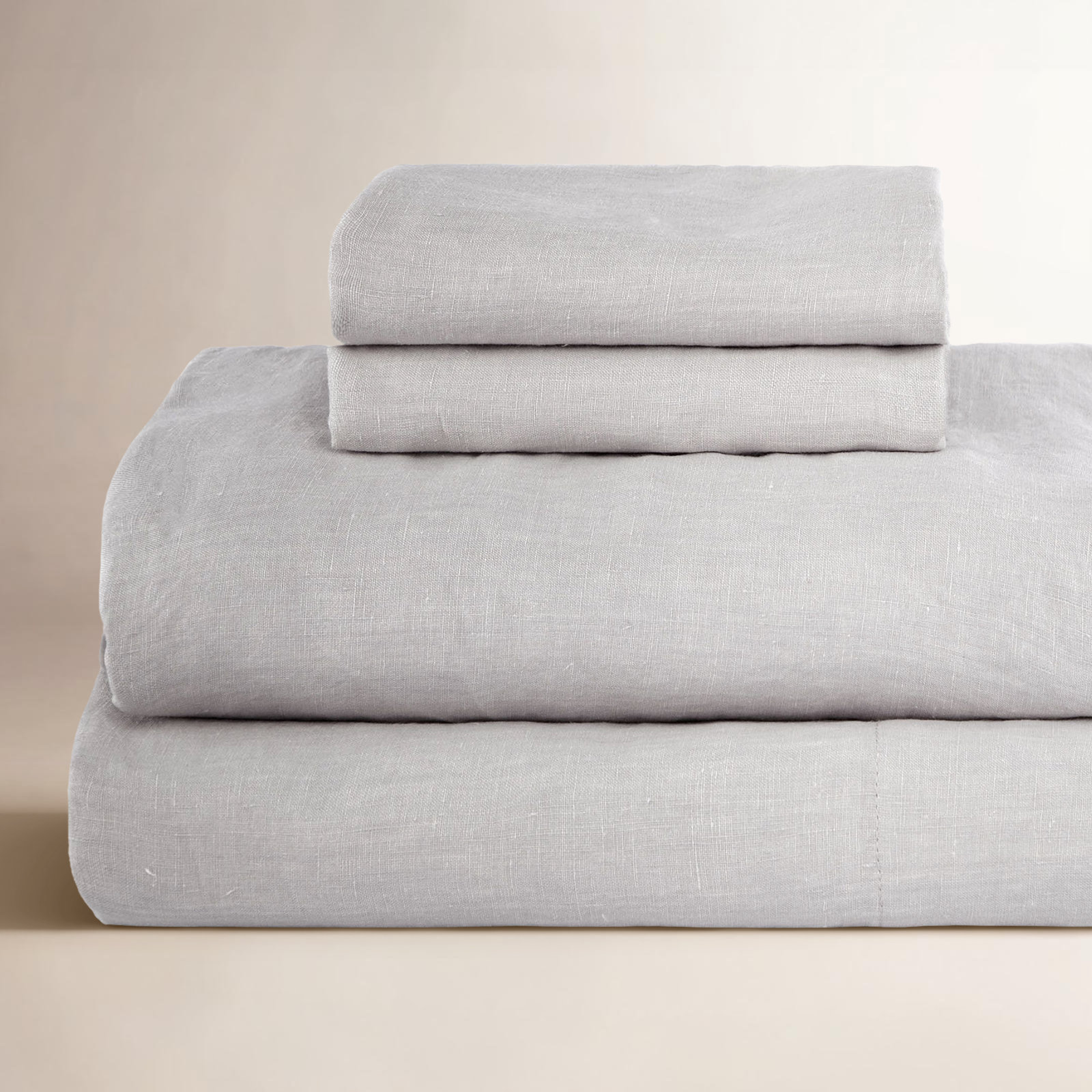 100% French Linen Sheet Set, Pebble Heather, Twin XL Sheet Set with 1 Pillowcase