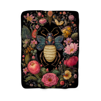 Beetle gothique botanique - couverture sherpa de qualité supérieure 1 pièce