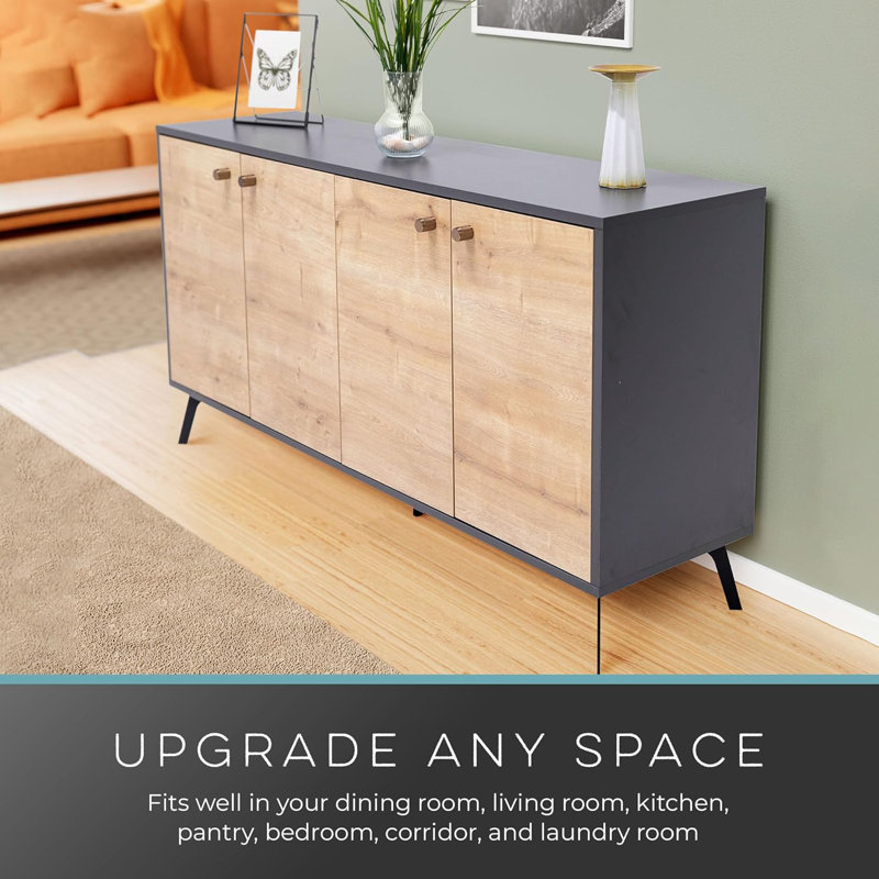 Emma 4 Door Sideboard Gray, Gray