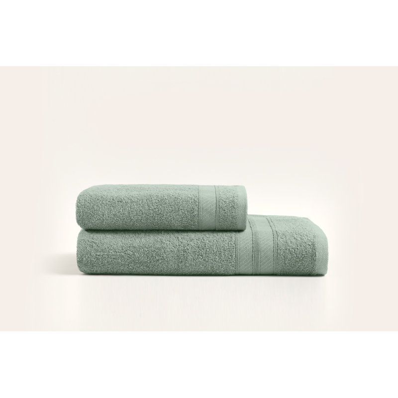 Ensemble de serviettes de bain luxueuses 100% coton (2 pièces), vert | Serviette de bain 35,4 po x 59,1 po et essuie-mains 19,7 po x 35,4 po | Ultra-doux, absorbant, lavable à la machine | Parfait pour le spa, la maison et le quotidien