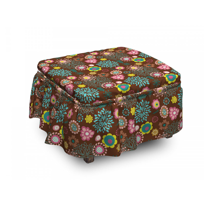 Housse pour repose-pieds abstract fleurs