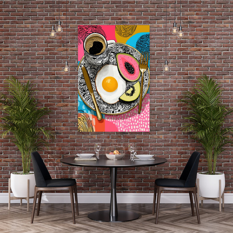 Vibrant Breakfast Plate Abstract Colorful Modern Fruit Tropical Wall Art Print 1 Piece Wrapped Canvas Wall Art