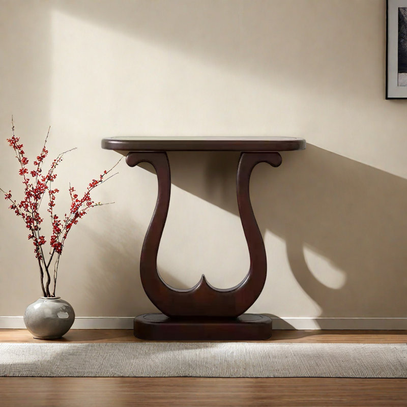 Console en bois massif noyer moderne, H 31,5 po x l 31,5 po x P 11,81 po, Marron foncé