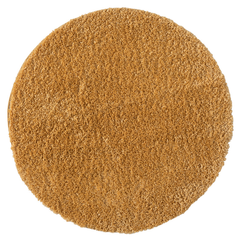 Shaggy Lush Golden Yellow Rug, Round 120cm