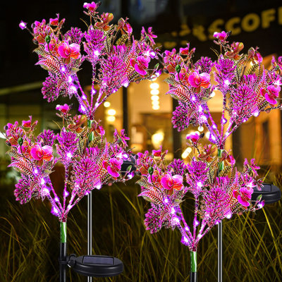  Solar Phalaenopsis Lights for Outdoor Decor Waterproof Integrated LED Flower Decorative Light