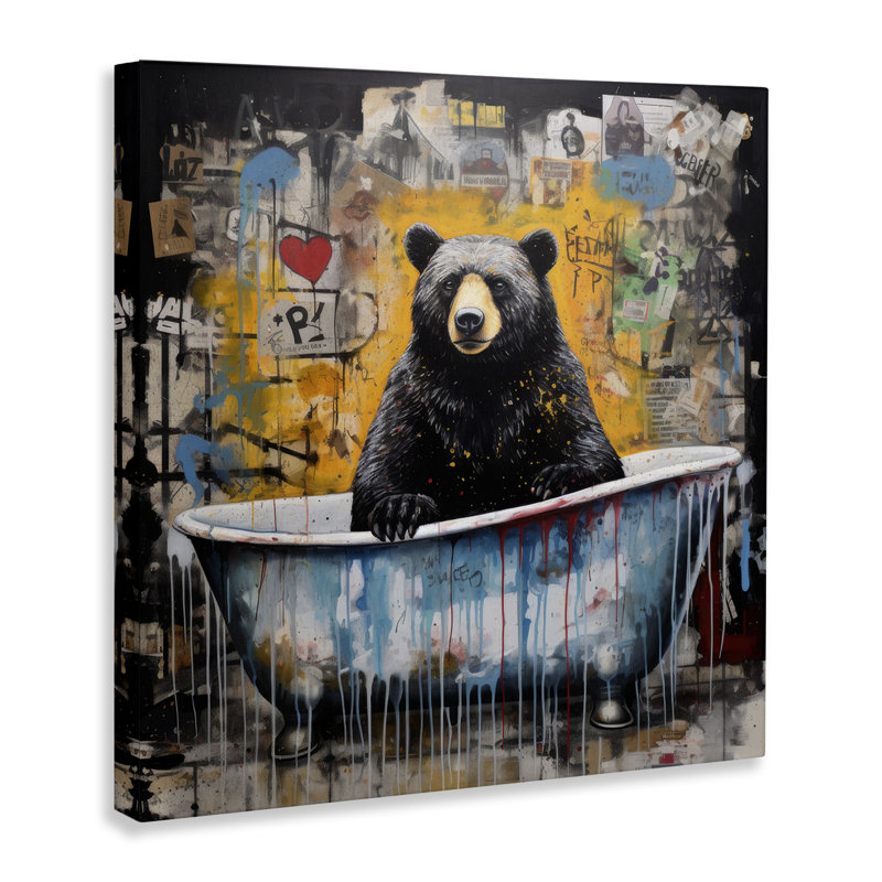 «Graffiti Bathing Bear» par Lazar Studio, H 17 po x l 17 po