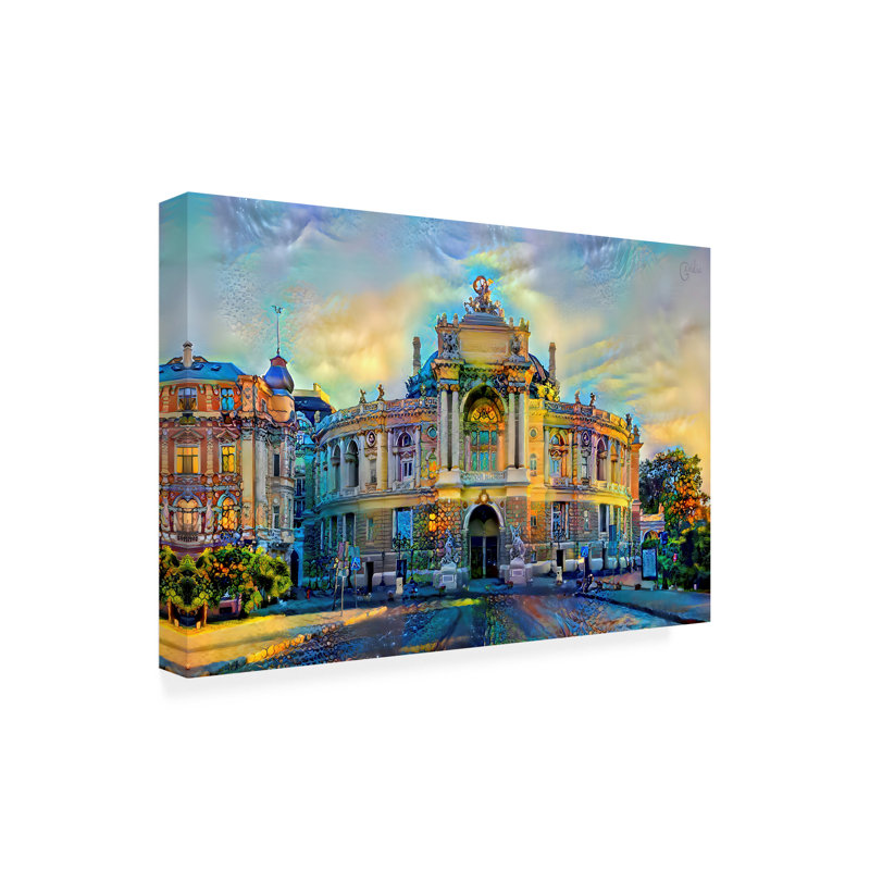 Art sur toile de théâtre d'opéra et de ballet, Odessa, H 30 po x l 47 po x P 2 po