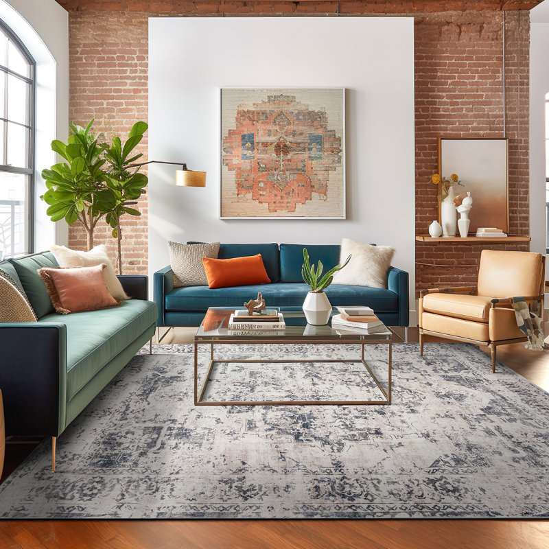 Transitional Distressed Medallion Washable Non Slip Area Rug, Rectangle 3'3" x 5'