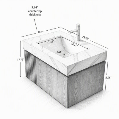 30" Woodgrain Plywood Bathroom Cabinet with Door and One Drawer, Vanity Base Only, Basin Faucet and Sink Not Included