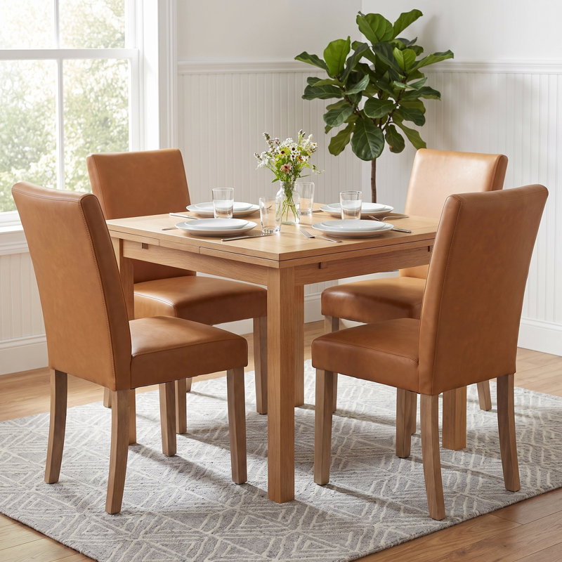 Chaise de salle à manger rembourrée, chaise de cuisine Parsons moderne, chaise d'appoint à haut dossier avec pieds en bois massif