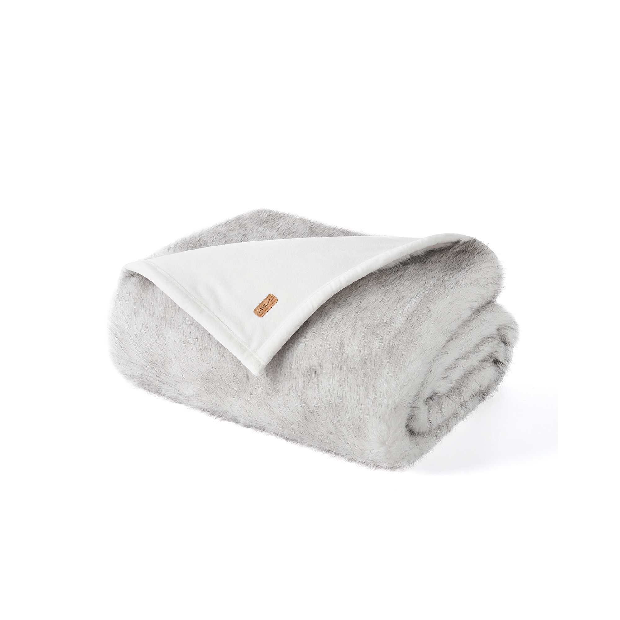Luxe Faux Fur Throw Blanket, Throw, Frosted White Wolf Ombre