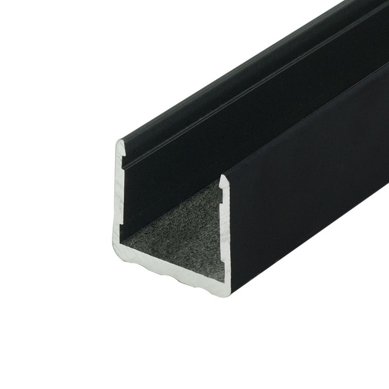 Moulure en U 3/4 po en aluminium sans tablette en arc | Paquet de (13) longueurs de 96 po, Noir, noir, noir, noir