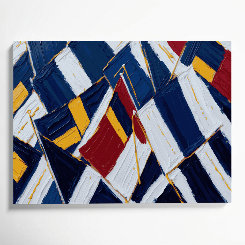 Art nautique sur toile bleu, H 16 po x l 20 po