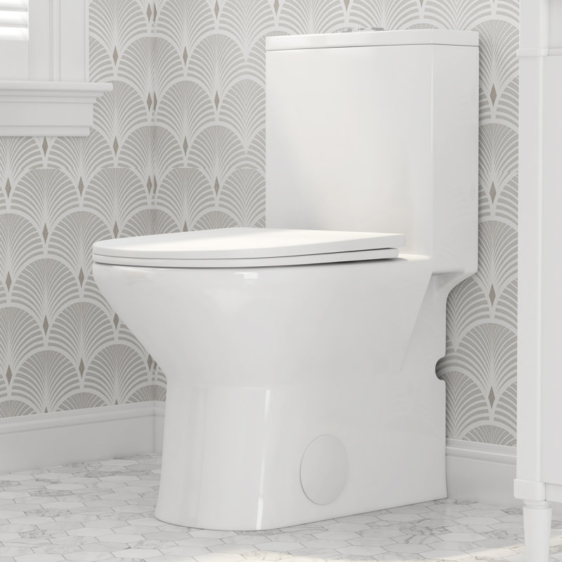 Compact Elongated Chair Height One Piece Toilet, 0.8/1.6 GPF WaterSense & MaP 1000g, Rimless Design, 25" Deep, 12-inch Rough-in