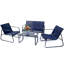 Ensemble de mobilier d'extérieur 4 pièces Kozyard Sofia, ensemble de conversation Textilene avec structure en métal, causeuse, 2 chaises et table, sièges toutes saisons pour porche, balcon, cour (bleu marine)-1395771900