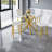 Compact Modern Patio Bar Sets, Gold Chrome Glass Table, White Leather Stools