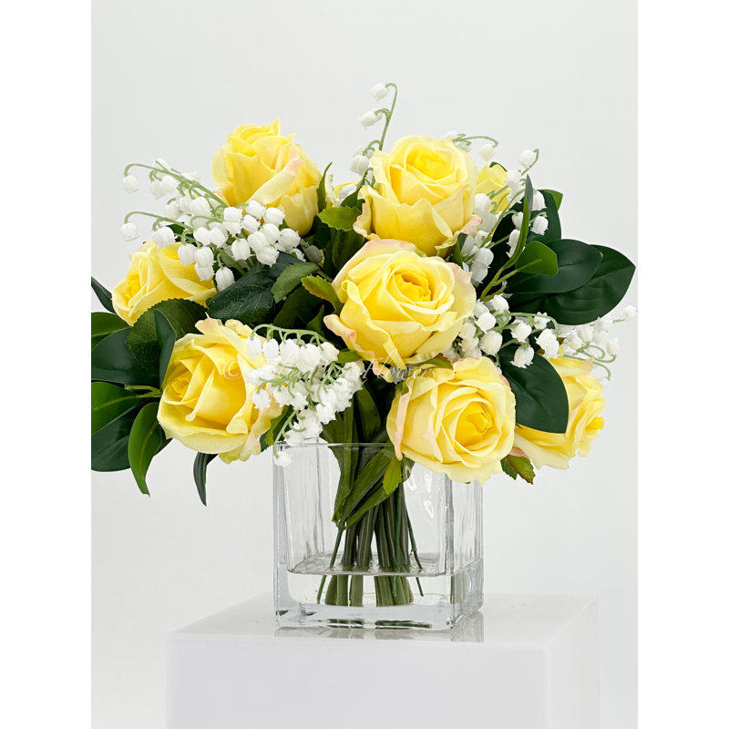 Yellow Real Touch Roses Arrangement