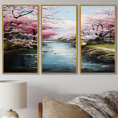 «Cherry Blossom Spring River», ensemble de reproductions d'art mural