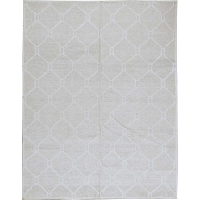Cotton Geometric Area Rug in Gray