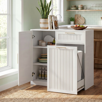 Armoire à déchets coulissante 13 gallons avec tablette et tiroir réglables