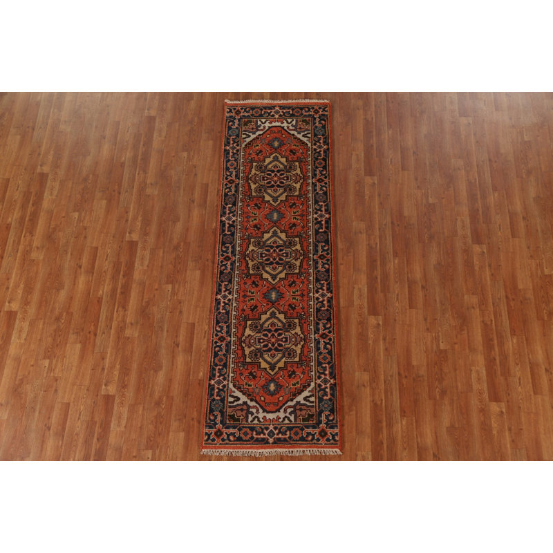 Tapis de couloir Heriz Serapi en laine noué à la main 3 x 8