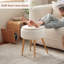 Tabouret de coiffeuse rembourré en polaire Teddy avec rangement et dossier pliant-1735495842