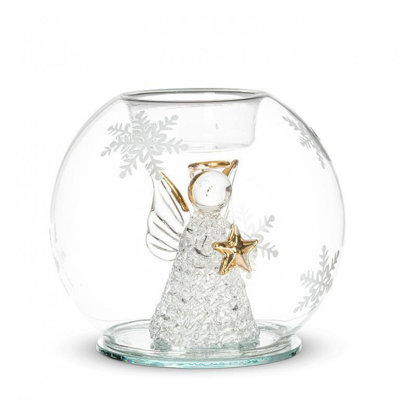 Spun Angel With Star Round Votive Candle Holder