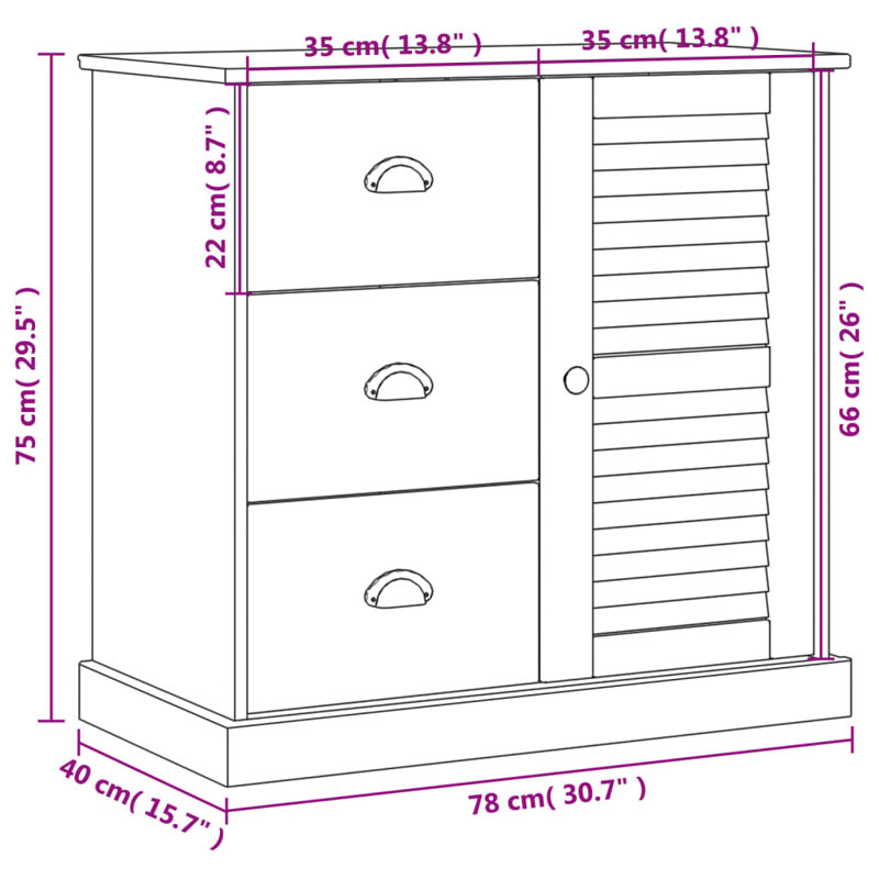 78cm Solid Wood Sideboard, White